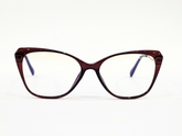 Women's Dark Mahroon Square Eyeglasses with Gold Accents